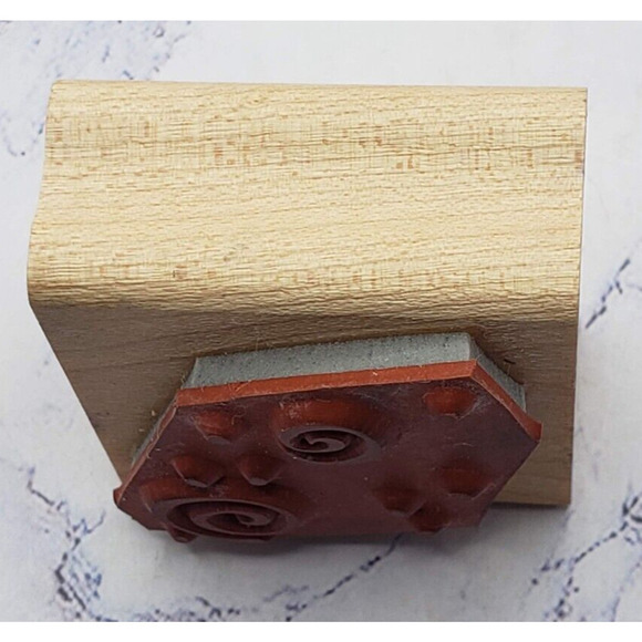Stampin Up Curly Cue Design With Dots 2001 Wood Mounted Rubber Stamp - Picture 4 of 7